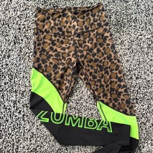 Zumba Fitness Leopard Print Leggings with Neon Green Accents